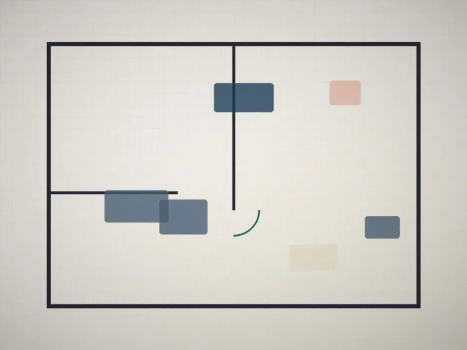 Plan d'aménagement d'un séjour avec position des meubles