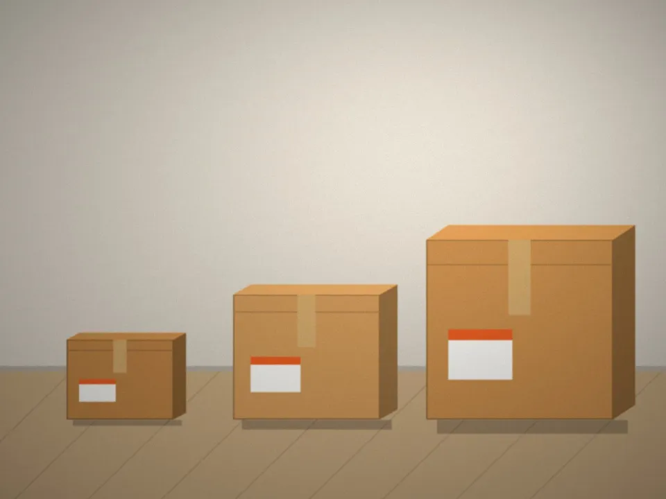 Cartons de trois tailles différentes