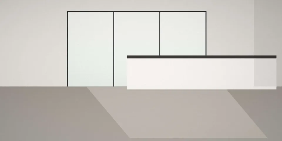 L'atelier de l'agence, grande baie et table de travail