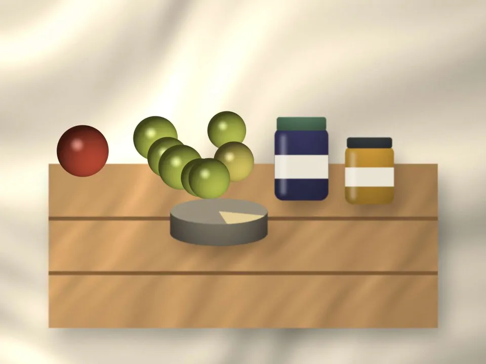 Panier garni en cagette : fruits, fromage et bocaux