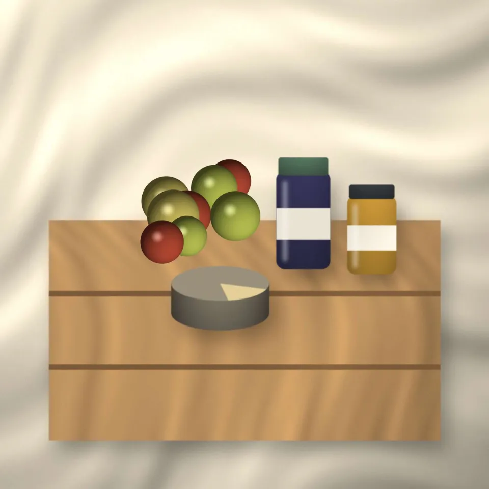 Pommes tranchées et pot de miel sur une table