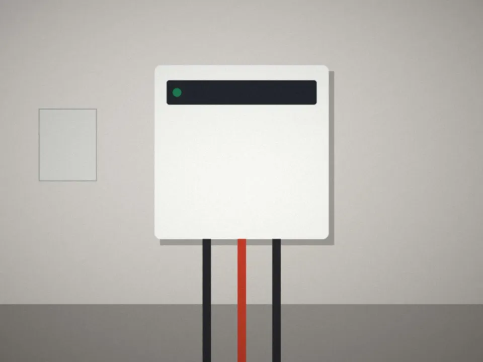 Onduleur et coffret électrique installés dans un garage