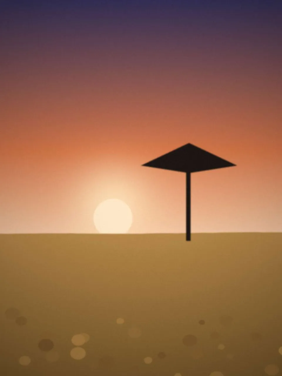 Savane dorée avec un acacia isolé au coucher du soleil