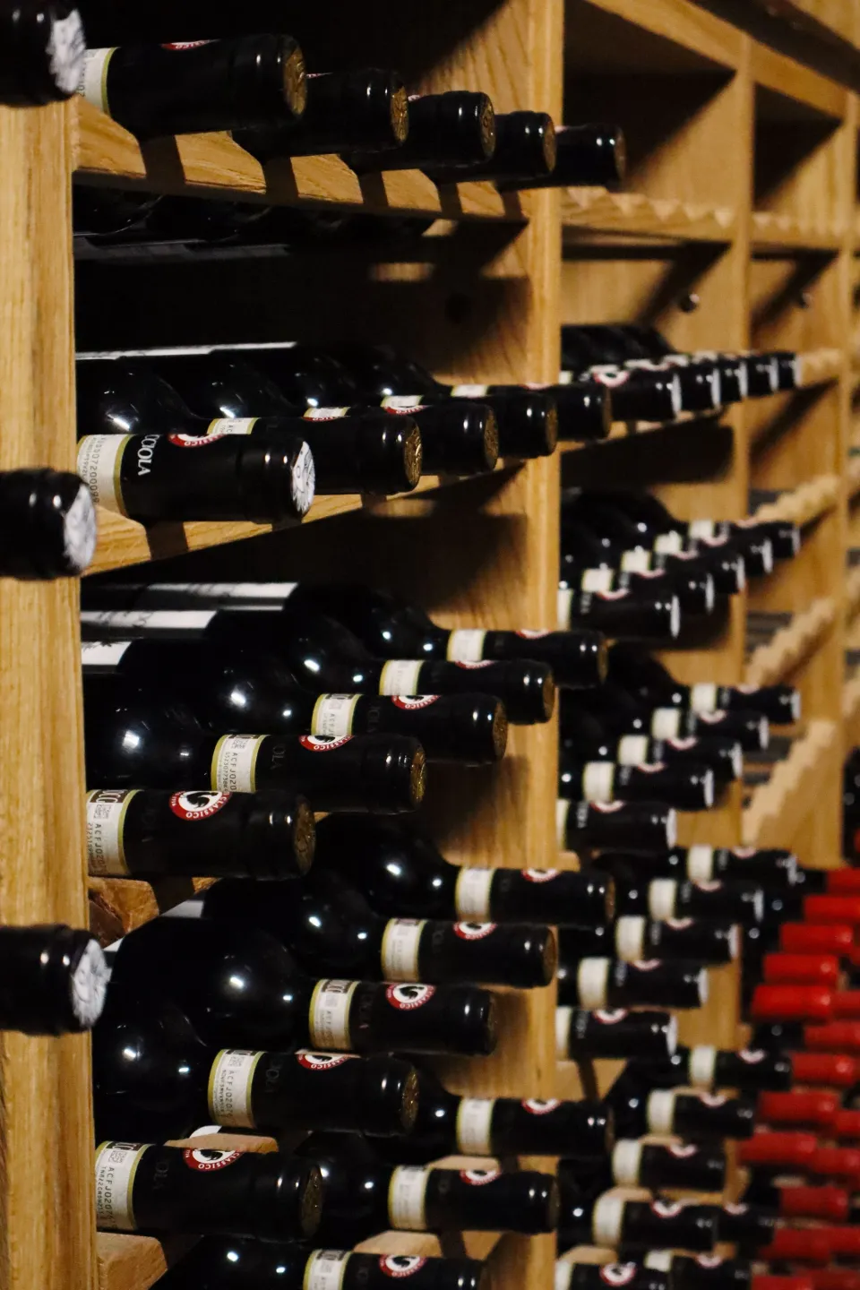 La cave et ses bouteilles couchées