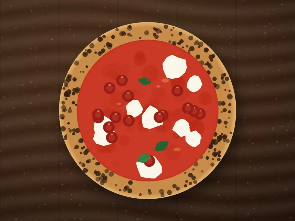 Pizza diavola au salami piquant sur une planche en bois
