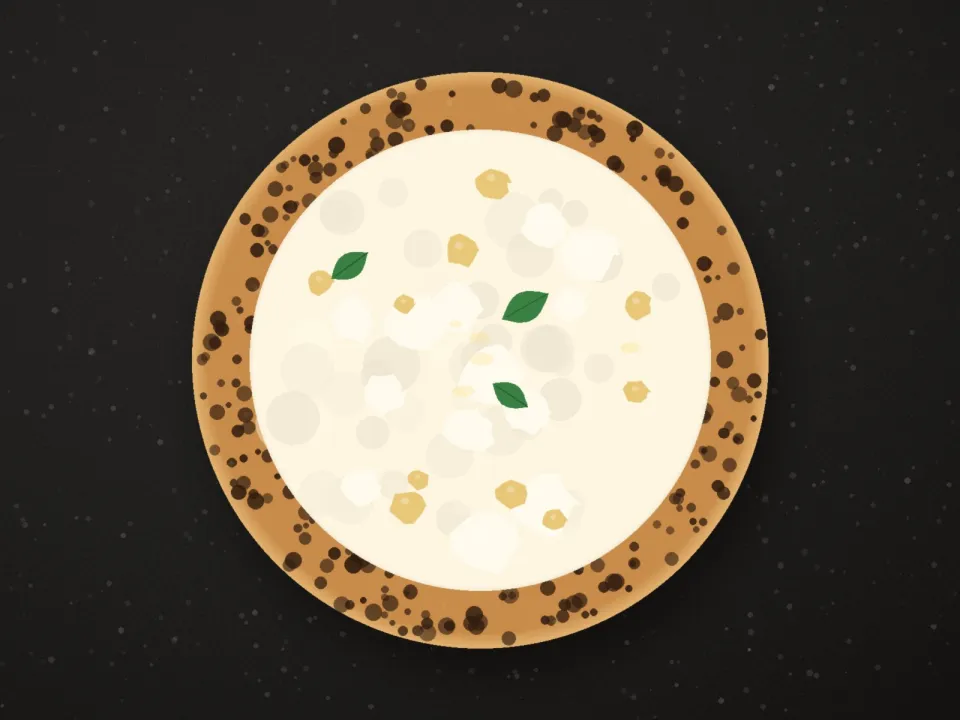 Pizza blanche à la crème de fior di latte et aux noisettes