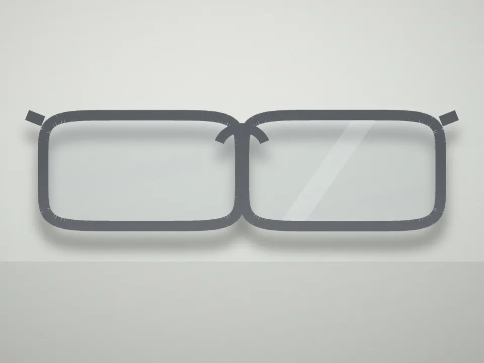 Monture rectangle acétate gris fumé posée sur un présentoir clair (modèle d'exemple)