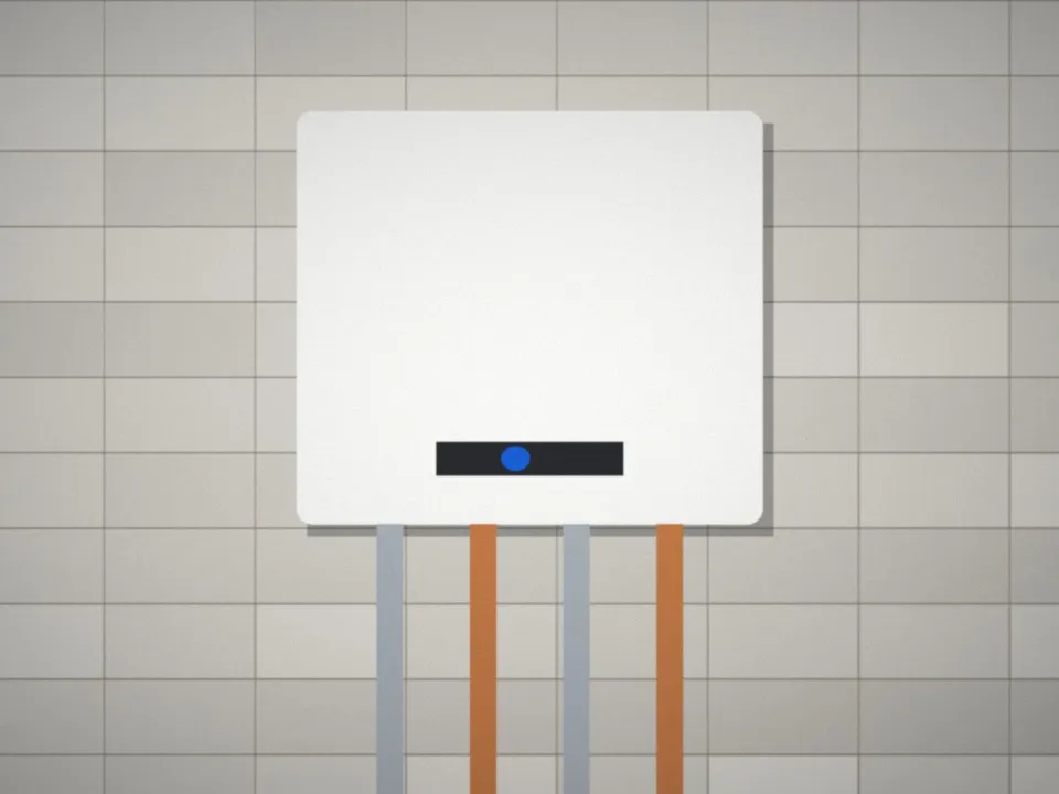 Chauffe-eau neuf installé dans une buanderie
