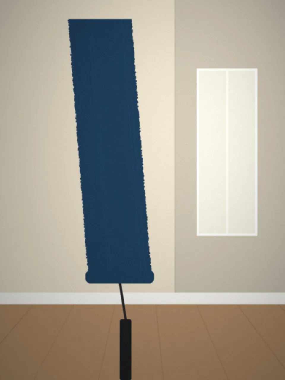 Couloir repeint en lin, plinthes bleu de Prusse