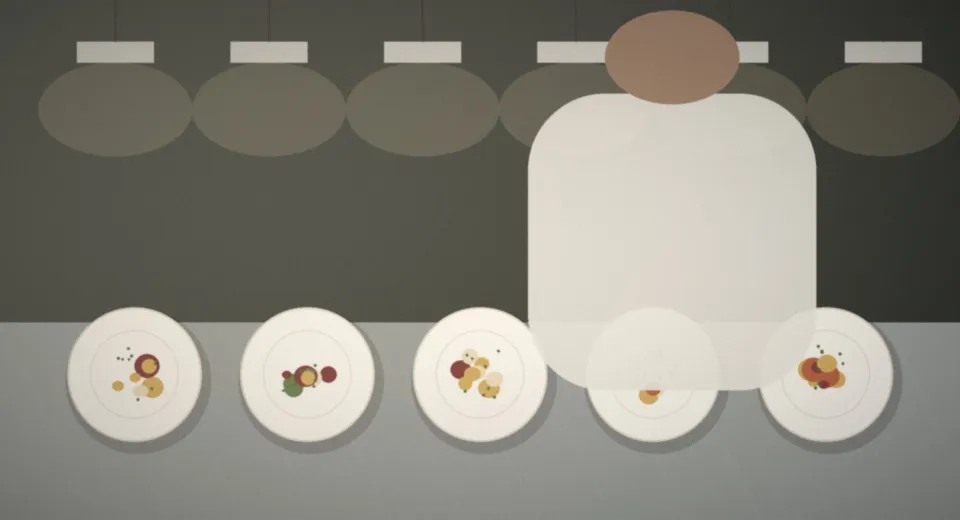 Dressage des assiettes en cuisine