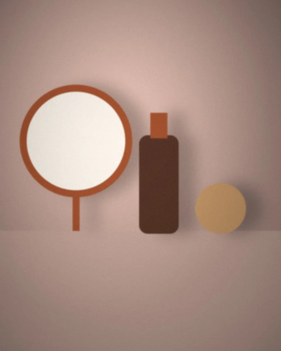 Soins et produits posés sur la console du salon