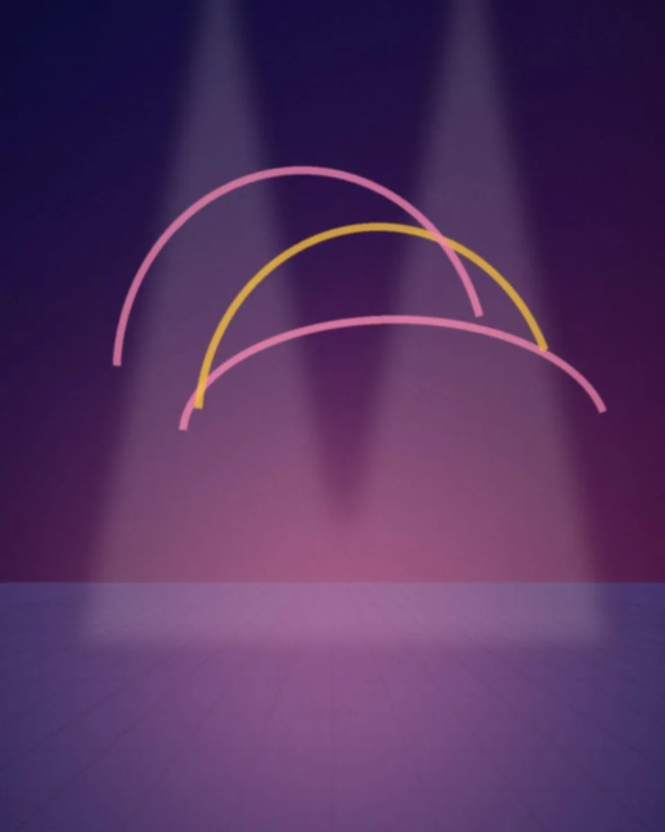 Lumières roses sur scène pendant la répétition générale