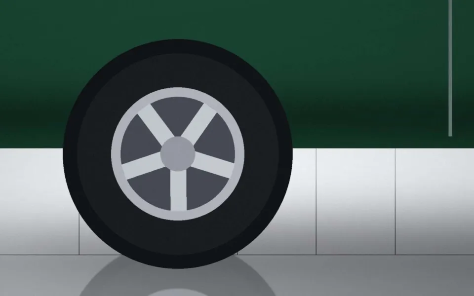 Détail de la jante et de la carrosserie de la Odissa