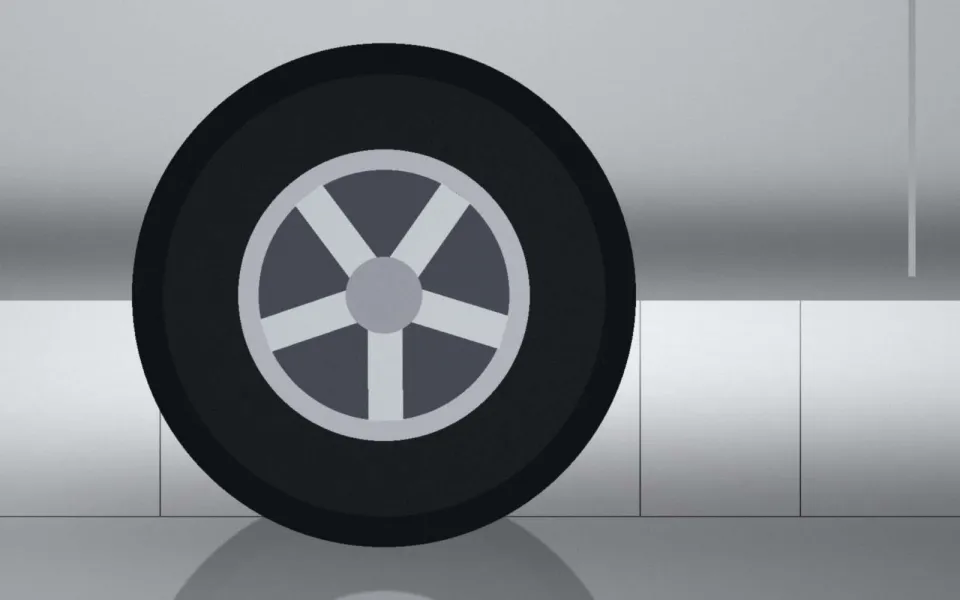 Détail de la jante et de la carrosserie de la Tarvik