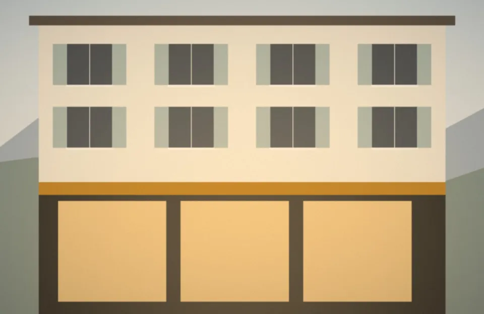 Vitrine d'agence immobilière avec lumière chaude