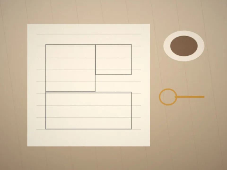 Bureau de l'agence avec plans et clés sur la table