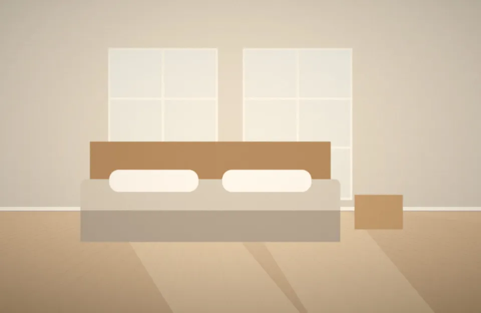 Chambre lumineuse avec draps en lin et parquet clair