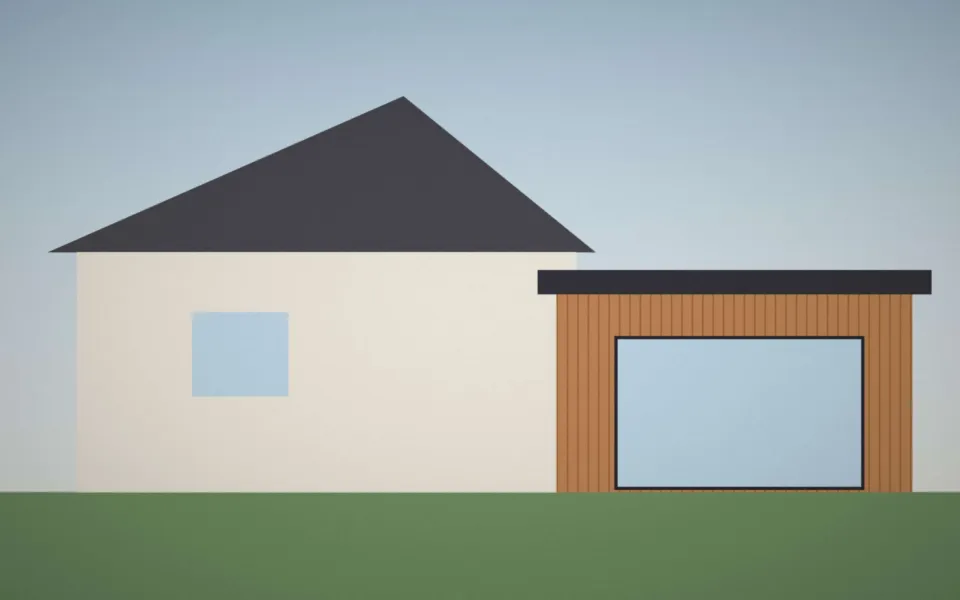 Maison avec extension en bois terminée