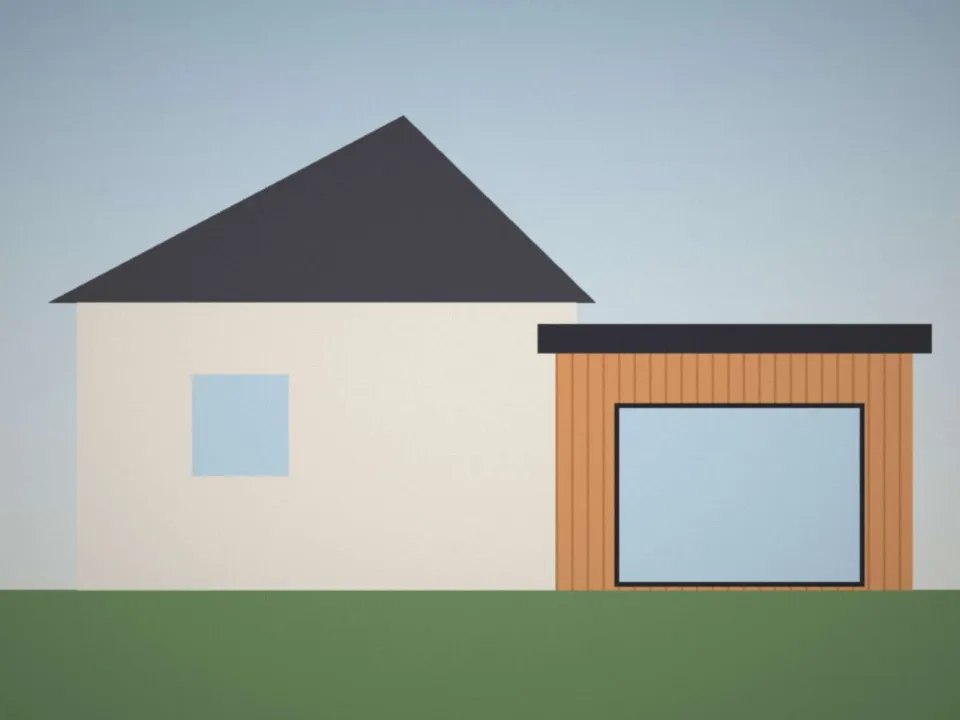 Extension en bois avec bardage et grande baie vitrée