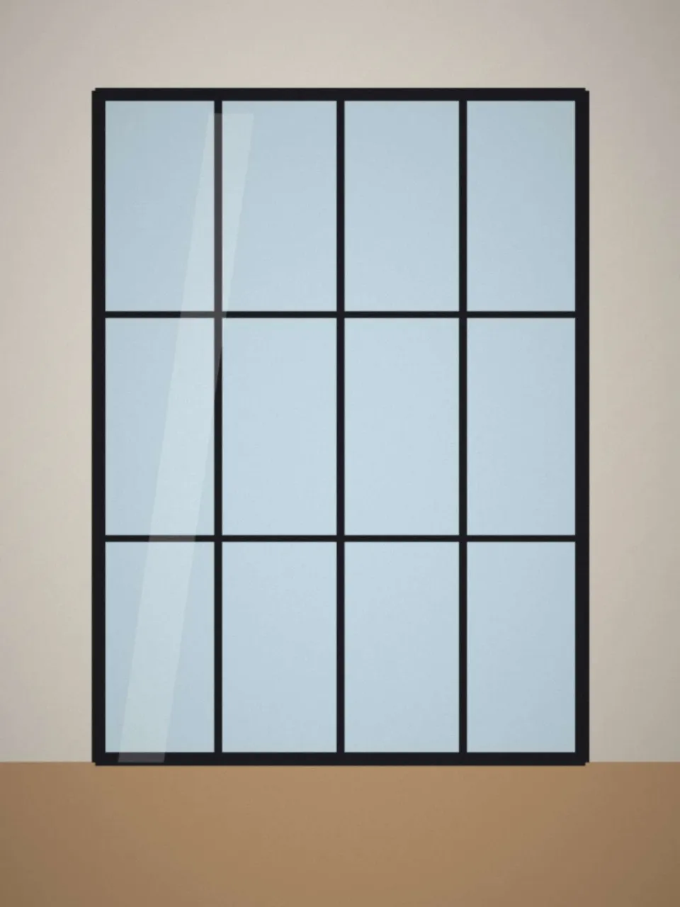 Détail d'une verrière en acier noir