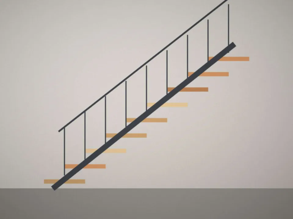 Escalier à limon central en acier avec marches en chêne