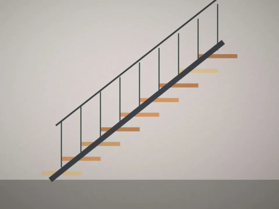 Escalier droit en acier et chêne dans une maison de ville