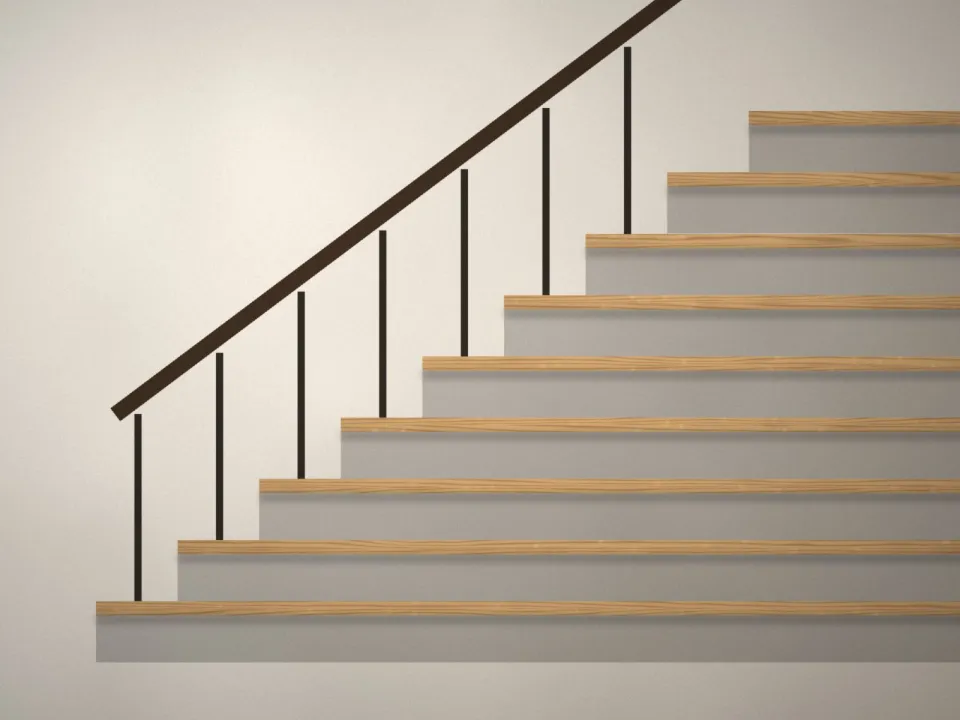Escalier en chêne avec rampe fine et balustres