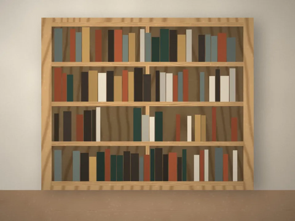 Bibliothèque en chêne encadrant une porte