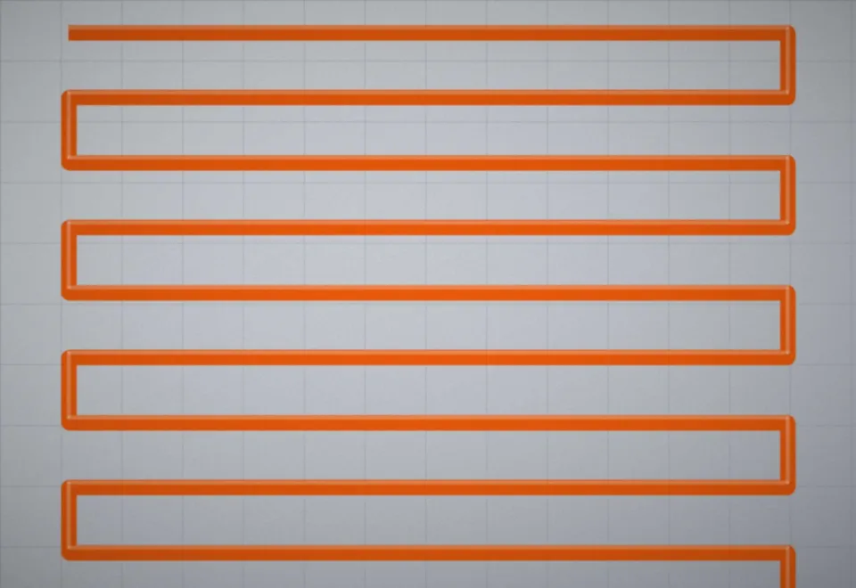 Tubes de plancher chauffant posés en serpentin avant la chape
