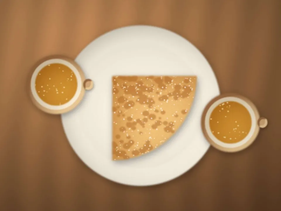 Une crêpe au sucre et deux bolées à partager