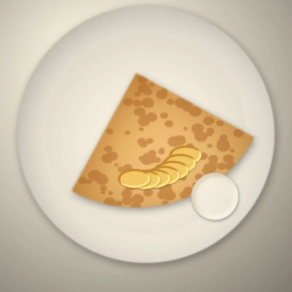 Crêpe aux pommes poêlées et glace vanille