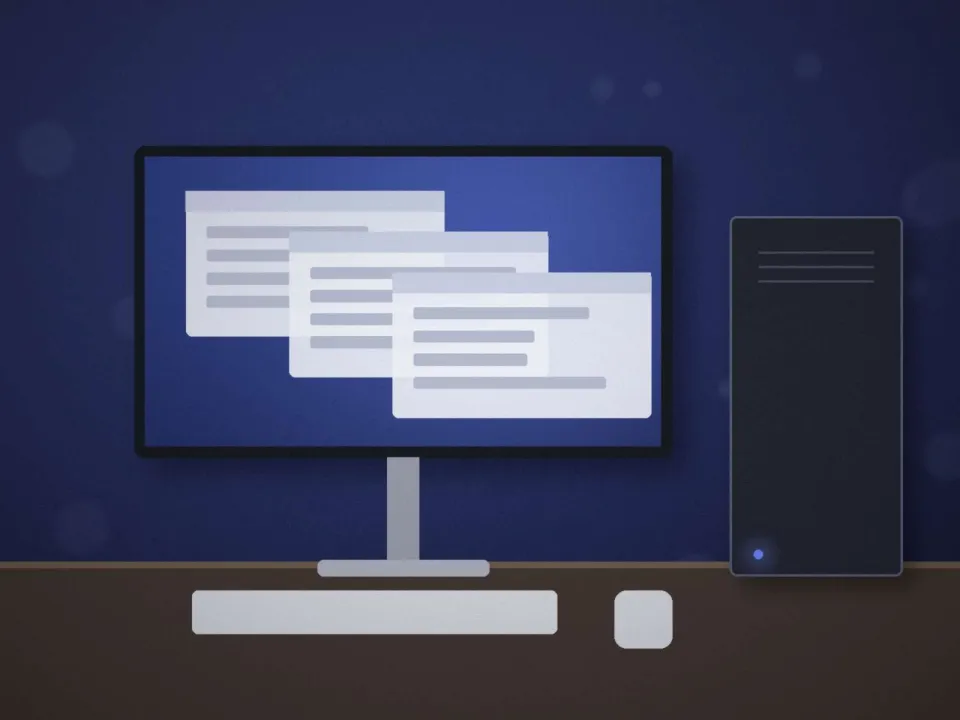 Poste de travail neuf installé : écran, clavier, souris et unité centrale