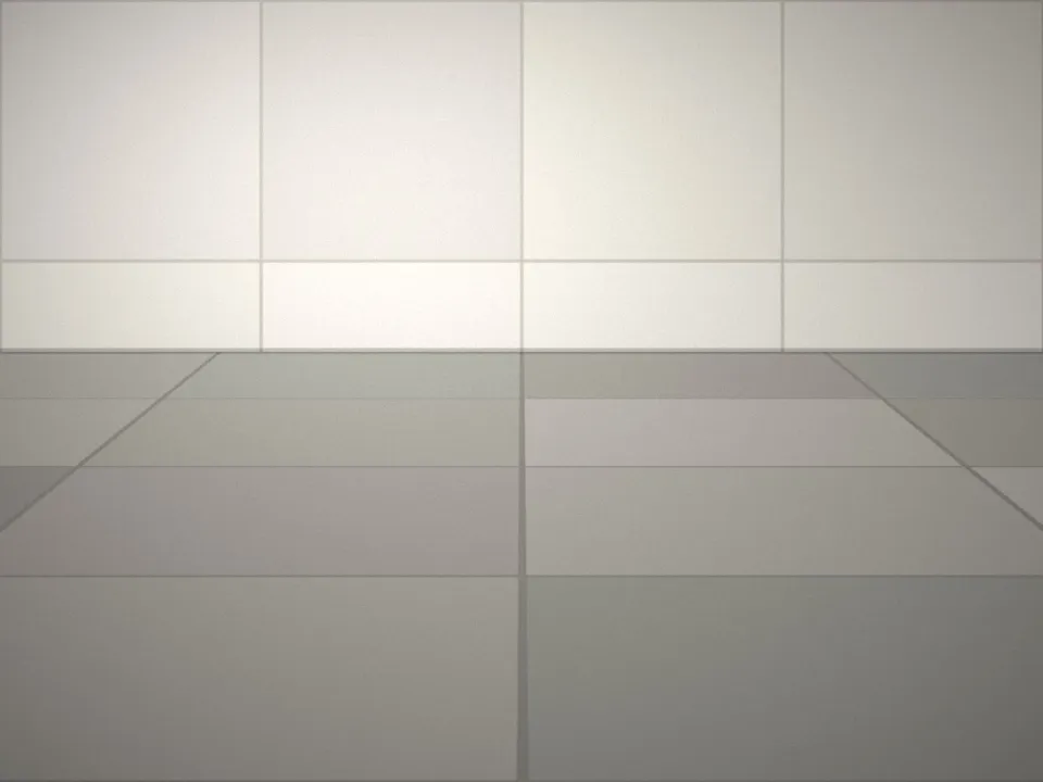 Grand carrelage de sol gris effet béton dans une pièce de vie