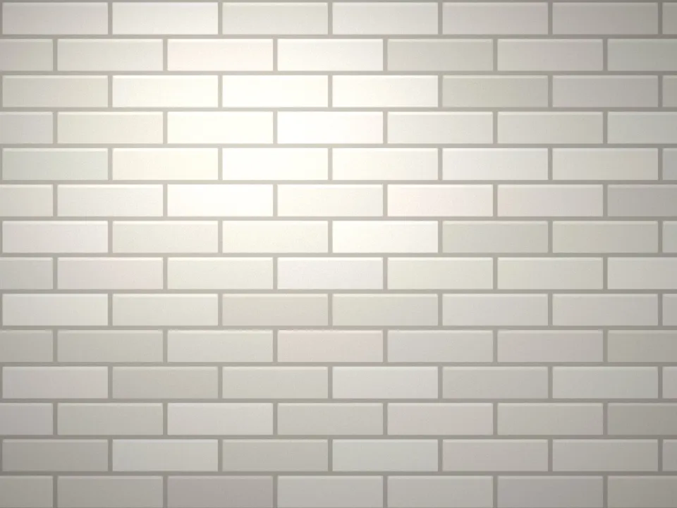 Mur de faïence blanche posée en pose métro